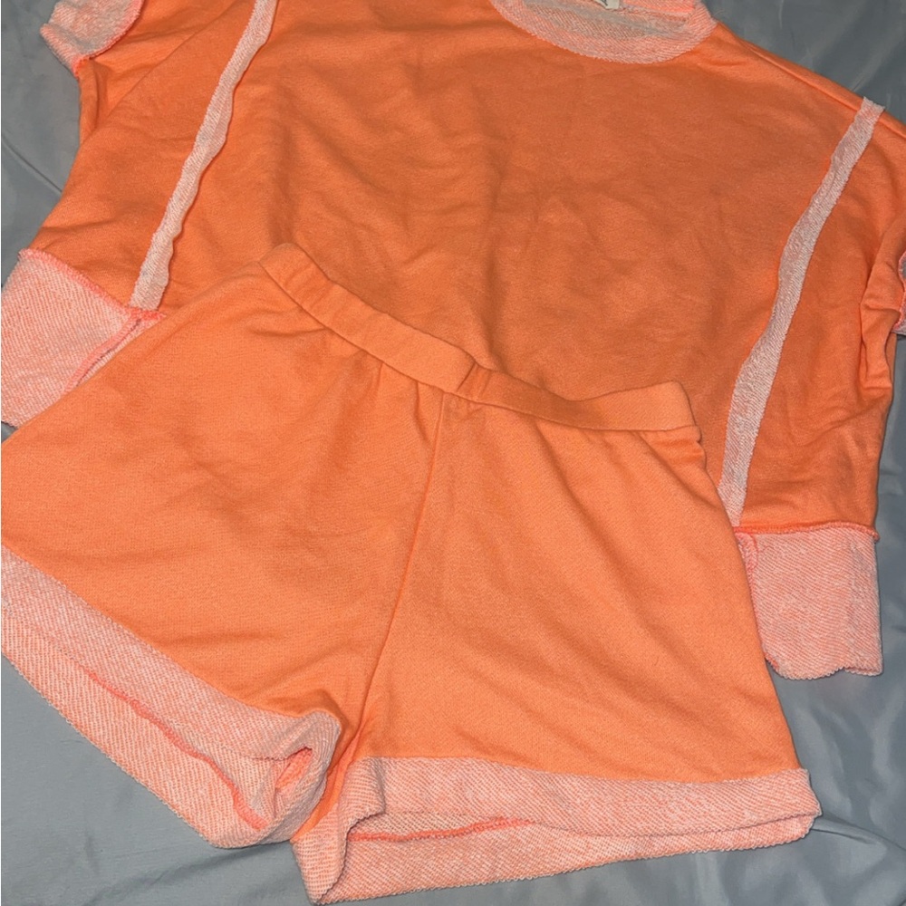 Cozy Orange Lounge Set - Short + Top